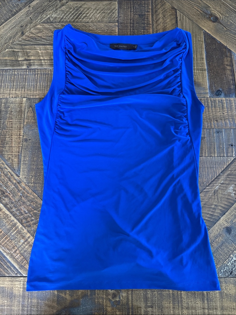 The Limited Royal Blue Ruched Neck Tank Top